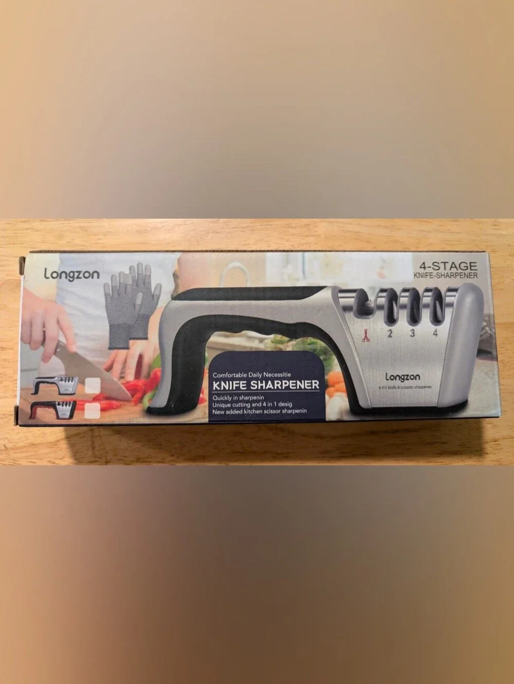 4-Stage Black & Silver Knife Sharpener